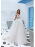 Ivory Lace Tulle Sheer Corset Wedding Dress With Cape